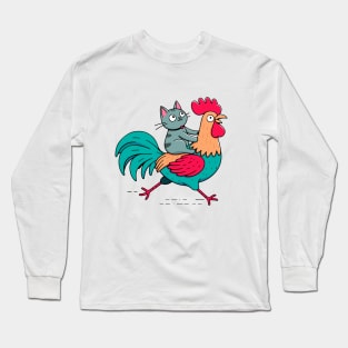 Cat on a Rooster Long Sleeve T-Shirt